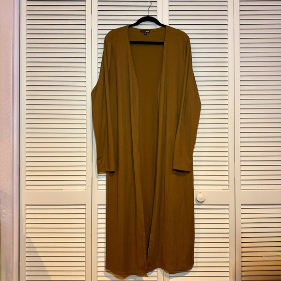 Fashion Nova Sweaters - Fashion Nova Ribbed Tan Long Cardigan
